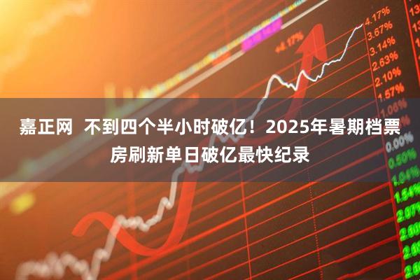 嘉正网  不到四个半小时破亿！2025年暑期档票房刷新单日破亿最快纪录
