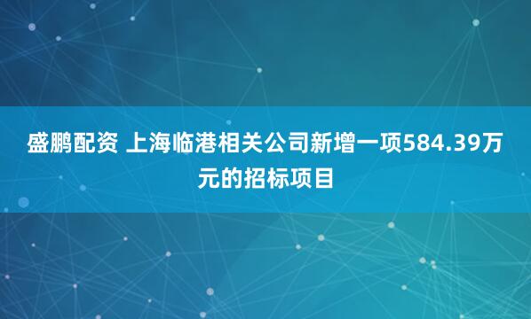 盛鹏配资 上海临港相关公司新增一项584.39万元的招标项目