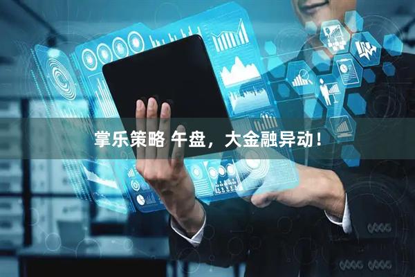 掌乐策略 午盘，大金融异动！